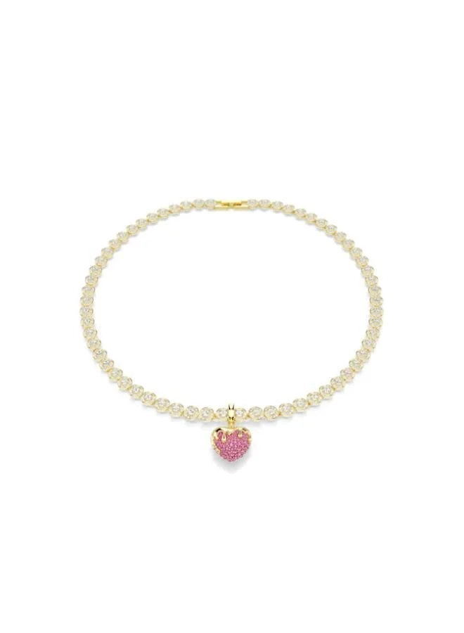 سواروفسكي سوار بتعليقة قلب وردي من إيديليا مطلي بالذهب